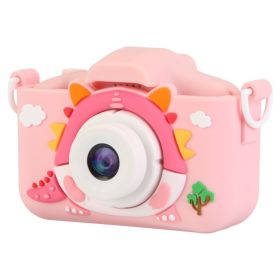 Pink-Blue Options -- 1Pc Dinosaur Kids Selfie Camera Cartoon Camera 48MP 1080P HD Digital Camera With Cartoon Case Card Reader 32G MMC Card For B (Option: Pink)