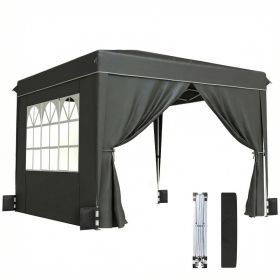 10 x 10 ft Pop Up Canopy Tent with Sidewalls, UPF50+ Outdoor Portable Instant Canopy Shelter with Carry Bag, Black (Option: Black-1190x250x245 mm)